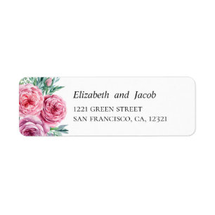 Fleurs de sauce rose aquarelle. Adresse mariage