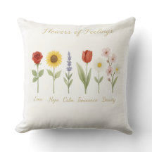 Fleurs de sentiments Jeter Oreiller - Amour, Espoi