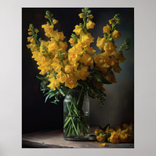 Fleurs de Snapdragon Jaune Art Imprimer Poster