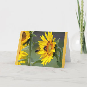Fleurs de soleil et abeilles Carte d'anniversaire