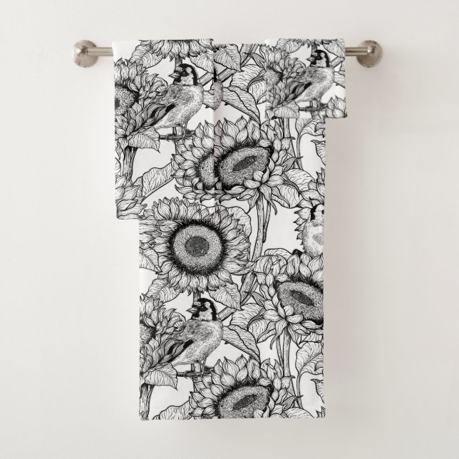 Fleurs de soleil et ailerons en noir et blanc (En situation)