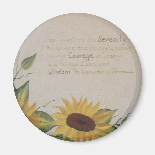 Fleurs de soleil et aimant de prière de sérénité (Devant)