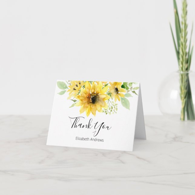 Fleurs de soleil et Carte de remerciements d'aquar (Devant)