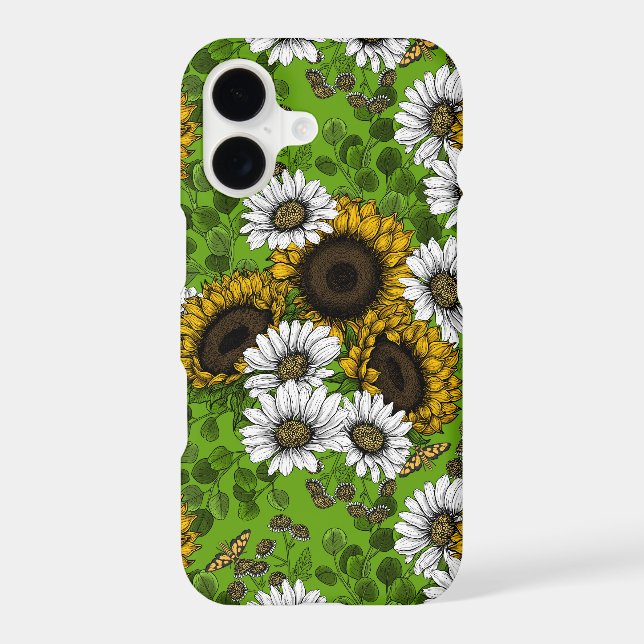 Fleurs de soleil et marguerites, jardin d'été (Verso)