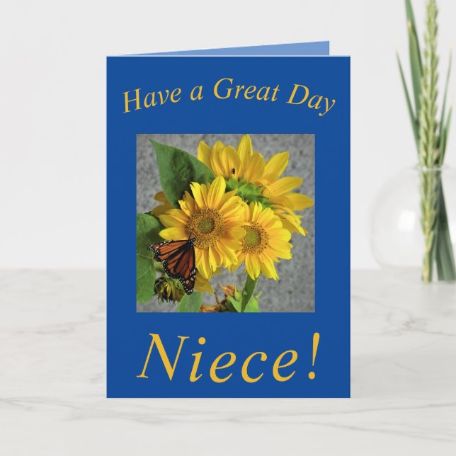 Fleurs de soleil et Papillon carte d'anniversaire  (Devant)