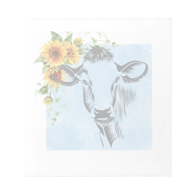 Fleurs de soleil et vache sur le bloc-notes (Devant)