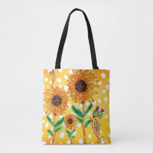 Fleurs de soleil jaunes et Sac fourre-tout d'oisea