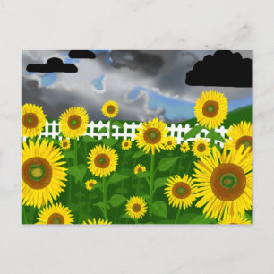 Fleurs de soleil orageuses avec carte postale de c