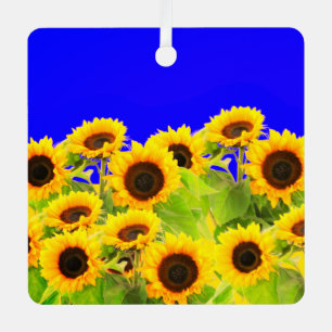 Fleurs de soleil Ornement de Noël Ukraine Drapeaux