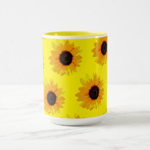 Fleurs de soleil peintes à l'huile jaune, Mug