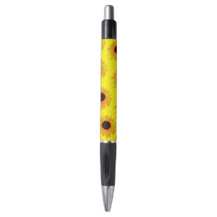 Fleurs de soleil peintes à l'huile jaune, Stylo Em