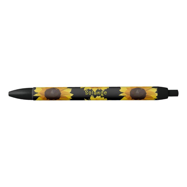 Fleurs de soleil polygonales - stylo à encre noire (Devant)