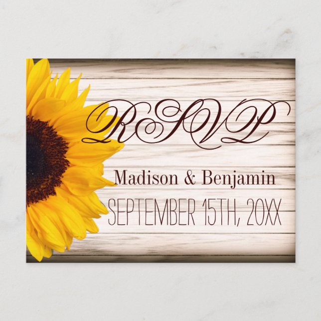 Fleurs de soleil rustiques Bois RSVP CARTES POSTCA (Devant)