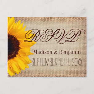 Fleurs de soleil rustiques Burlap RSVP CARTES POST
