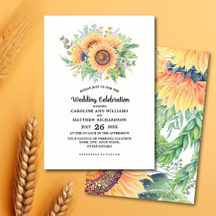 Fleurs de soleil rustiques de pays Invitations de