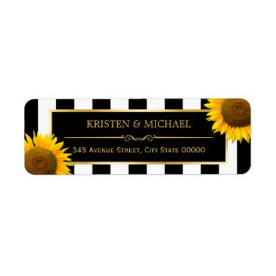 Fleurs de soleil rustiques noir blanc rayures RSVP