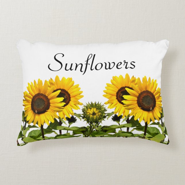 Fleurs de soleil sur Coussin d'accents floraux bla (Devant)