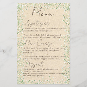 Fleurs de souffle du bébé Boho Rustique Menu Maria
