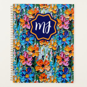 Fleurs de style Impasto dans un monogramme coloré