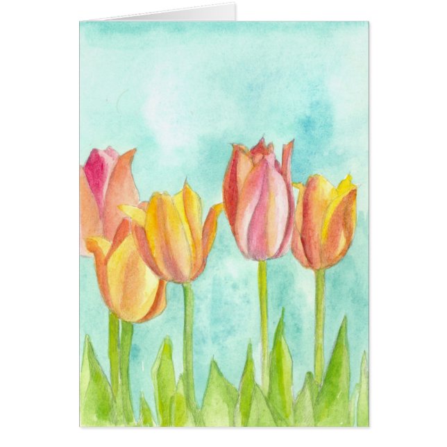 Fleurs de tulipe Aquarelle Ressort Jardin Blanc (Devant)
