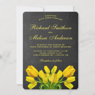 Fleurs de tulipe jaune vif Faire-part de mariage