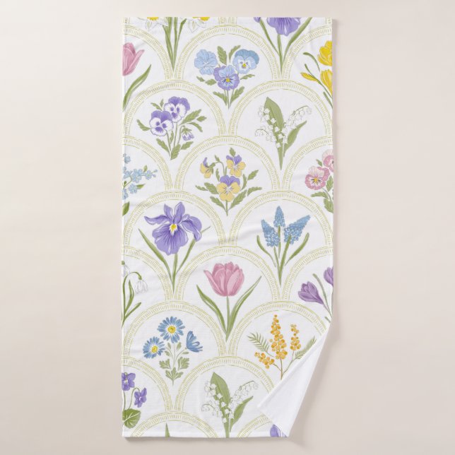 Fleurs de variété du jardin de printemps en médail (Serviette de bain)