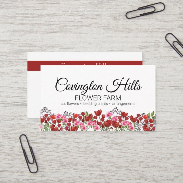 Fleurs de vente| Carte de visite Flower Farm (Devant/Arrière en situation)