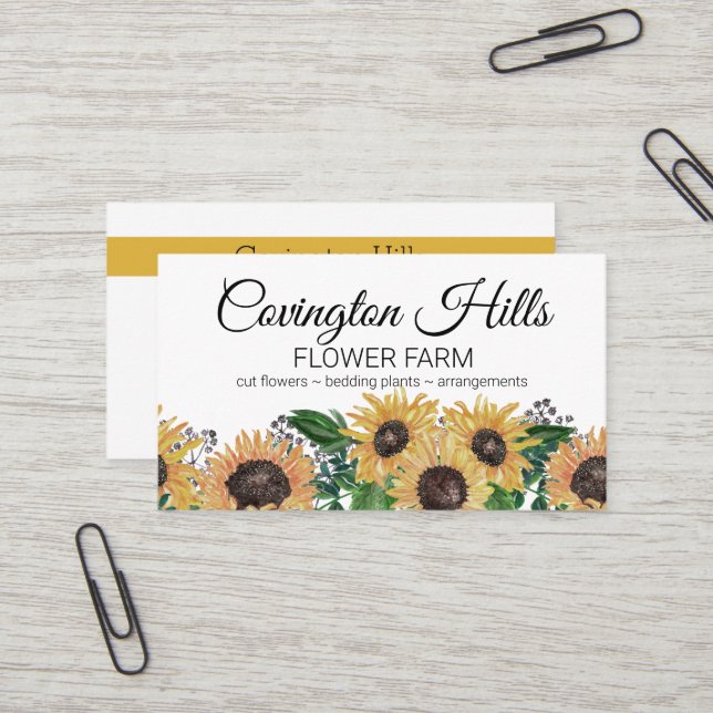 Fleurs de vente| Sun Flower Farm Carte de visite (Devant/Arrière en situation)