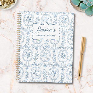 Fleurs de vintage bleues et blanches personnalisée