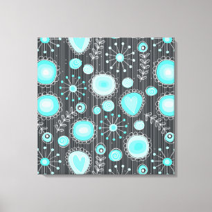 Fleurs de Whimsical en toile enveloppée Turquoise