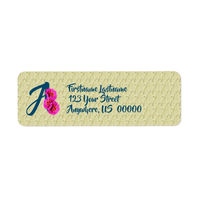 Fleurs de Zinnia Monogramme Initiale A Adresse (Devant)