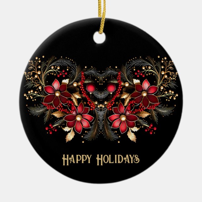 Fleurs décoratives rouges Ornement de vacances (Devant)