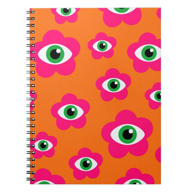 Fleurs des yeux maléfiques Carnet spiral rétro (Devant)