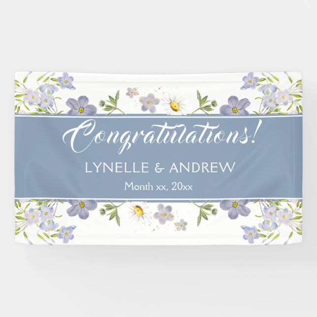 Fleurs d'été Bannière Mariage bleu (Horizontal)