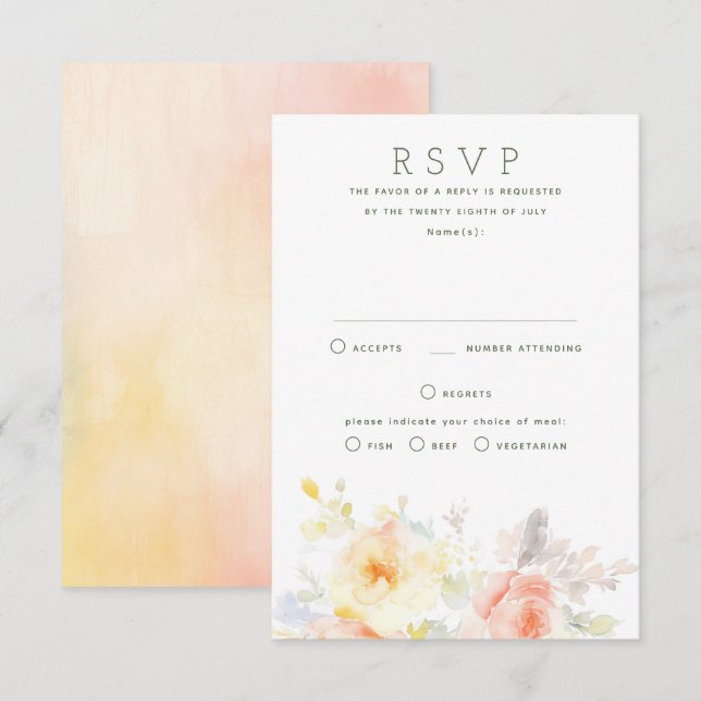 Fleurs d'été douces carte RSVP pour Mariage (Devant / Derrière)