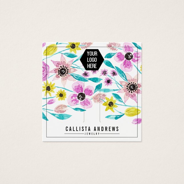Fleurs d'été Feuille Logo Hair Display Card (Devant)
