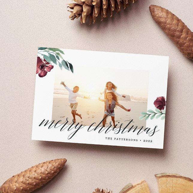 Fleurs d'hiver | Carte de Noël photo Joyeux Noël (Créateur téléchargé)
