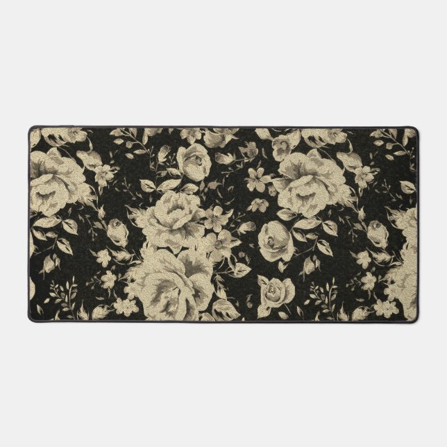 Fleurs d'huile vintage brillantes sur noir (Recto)