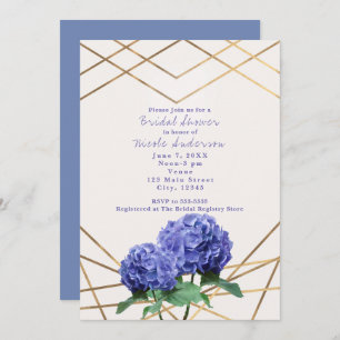 Fleurs d'Hydrangea et lignes d'or Invitations élég
