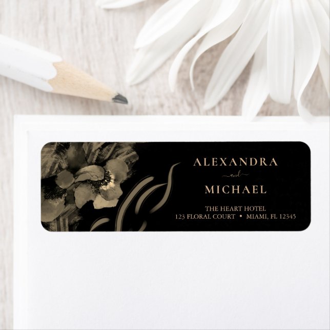 Fleurs d'Iris Dorés de luxe Mariage noir (En situation)