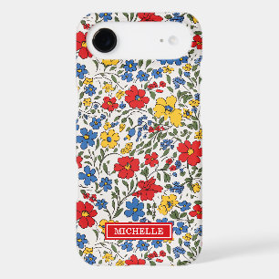 Fleurs Ditsy Bleu Rouge et Jaune Monogrammées