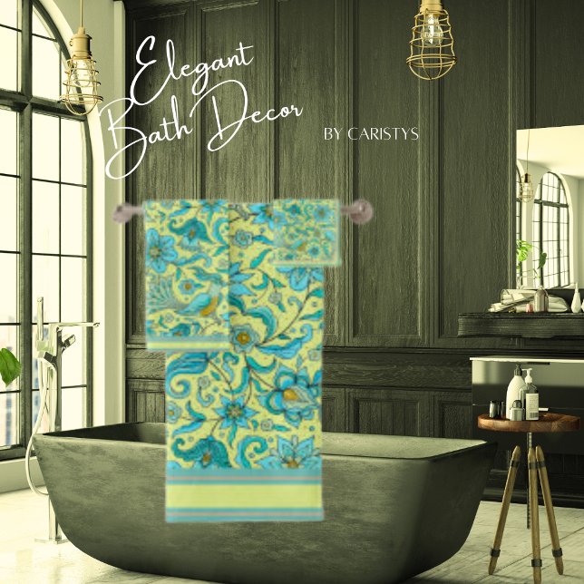 Fleurs d'oiseaux Bleu, Jaune, Brun  (Créateur téléchargé)