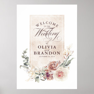Fleurs d'ombre Terre Élégante Affiche de bienvenue