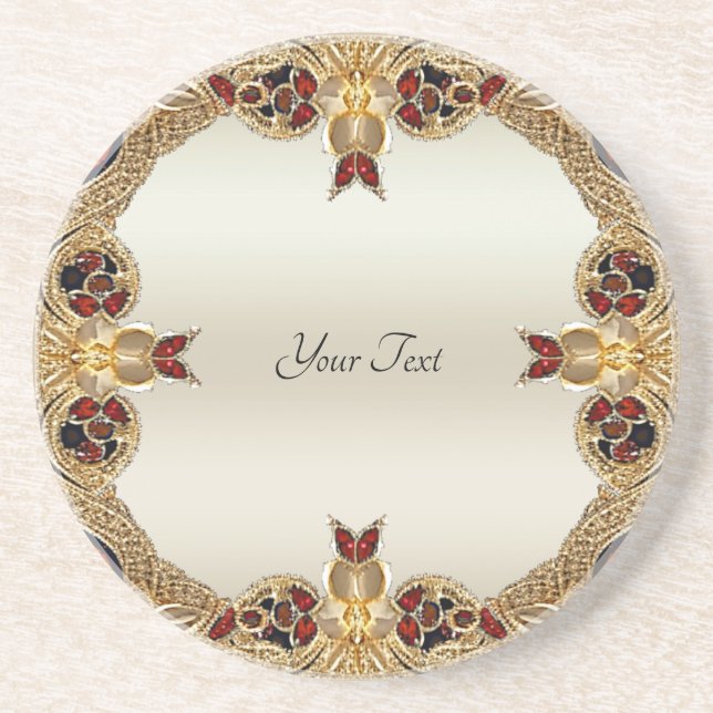 Fleurs d'or Dessous de verre en grès de grès de pi (Devant)