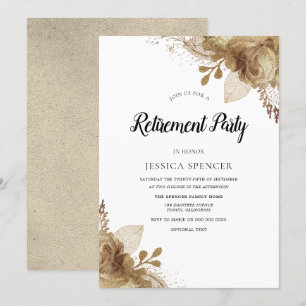 Fleurs d'or Élégant Invitation du Parti de retrait