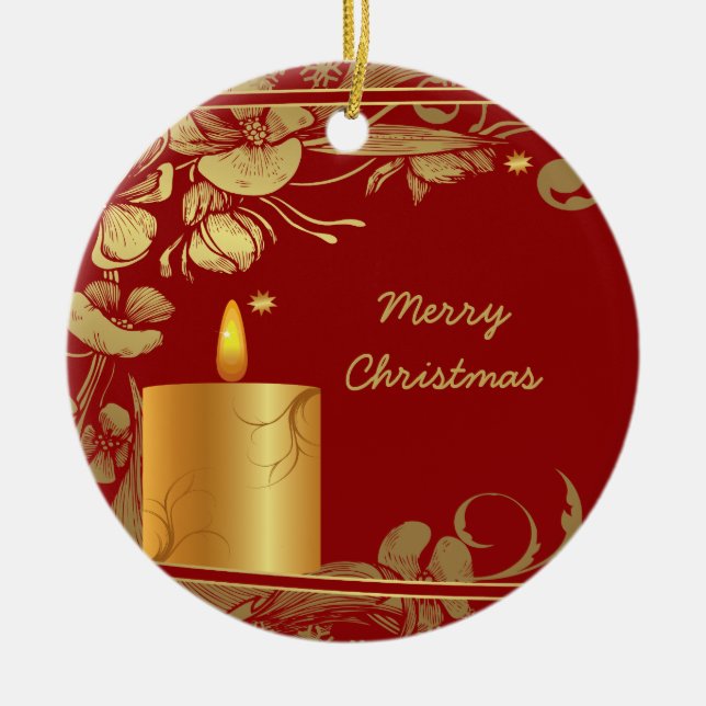 Fleurs d'or et ornement de Noël aux bougies (Devant)