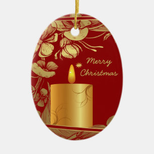 Fleurs d'or et ornement de Noël aux bougies