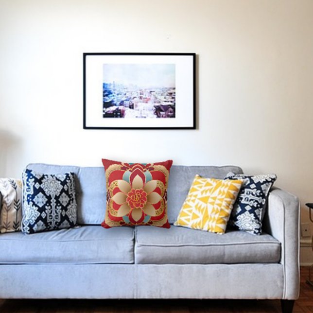 Fleurs d'or Jour de l'An chinois Oreiller (Créateur téléchargé)