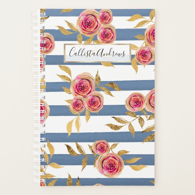 Fleurs d'or rose Pays Motif Bleu Grilles (Devant)
