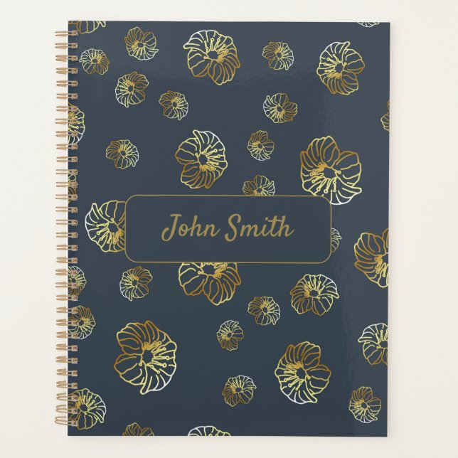 Fleurs d'or sur le script de motif floral Black_ (Devant)